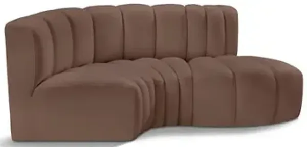 Meridian Furniture Arc Brown Vegan Leather Modular Sofa