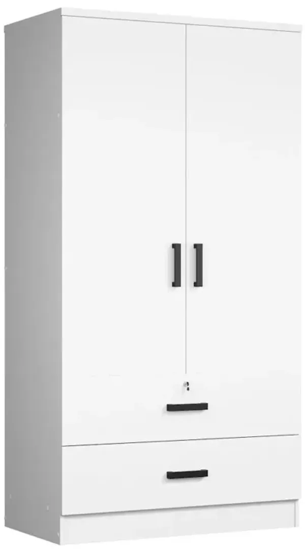 Woodpeckers Furniture And Mattress 2-Door Armoire with 2-Drawers (White)