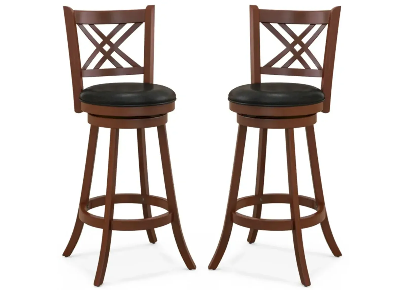 Hivvago 360° Swivel Upholstered Barstools Set of 2 with Back and Footrest