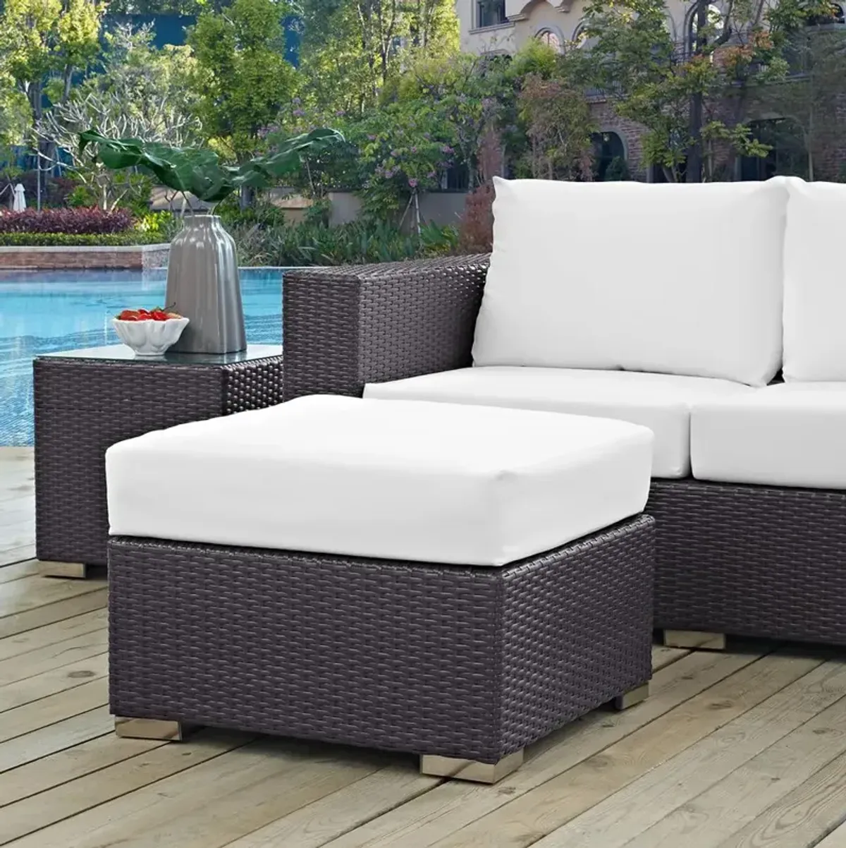 Modway Convene Outdoor Patio Fabric Square Ottoman