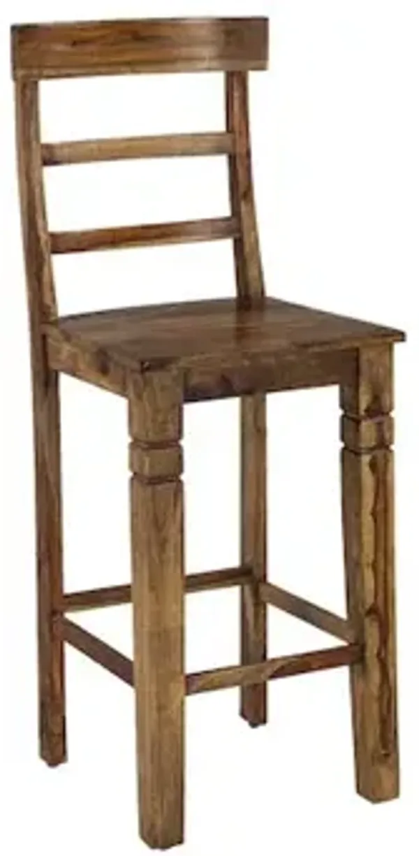 Porter Designs Taos Solid Sheesham Wood Bar Stool, Brown (Set of 2)