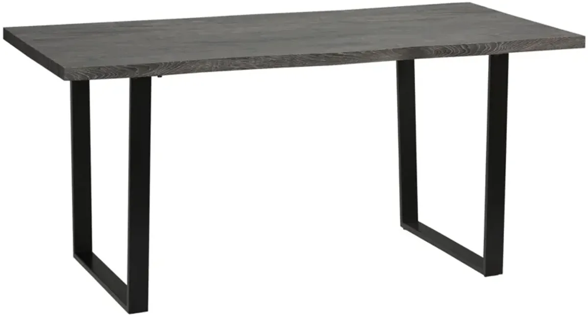 Grey Industrial Dining: 63" Table with Wave-edged Top for 6 People