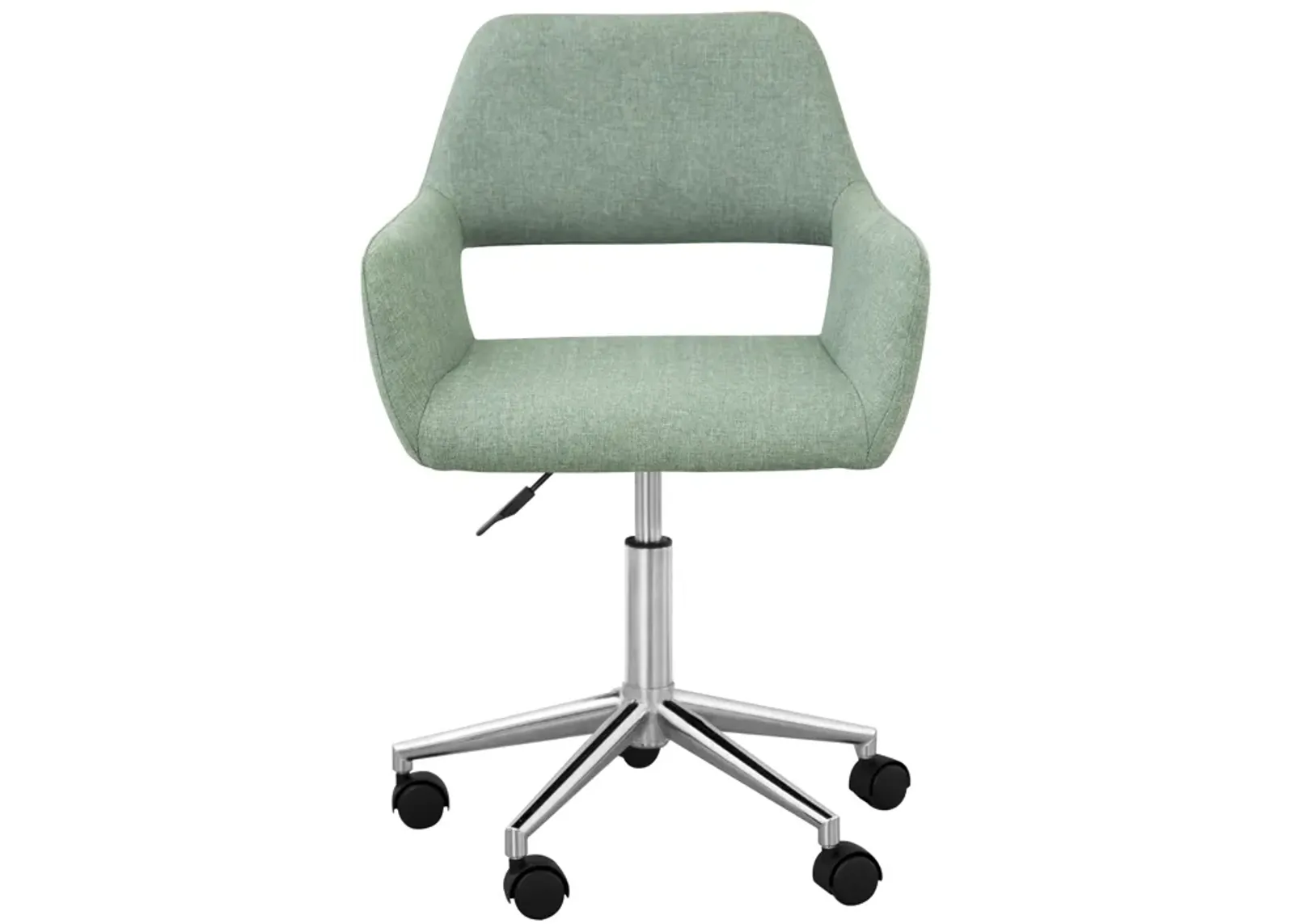 Teamson Home Modern Linen-Style Fabric Office Swivel Chair with Wheels, Mint/Chrome