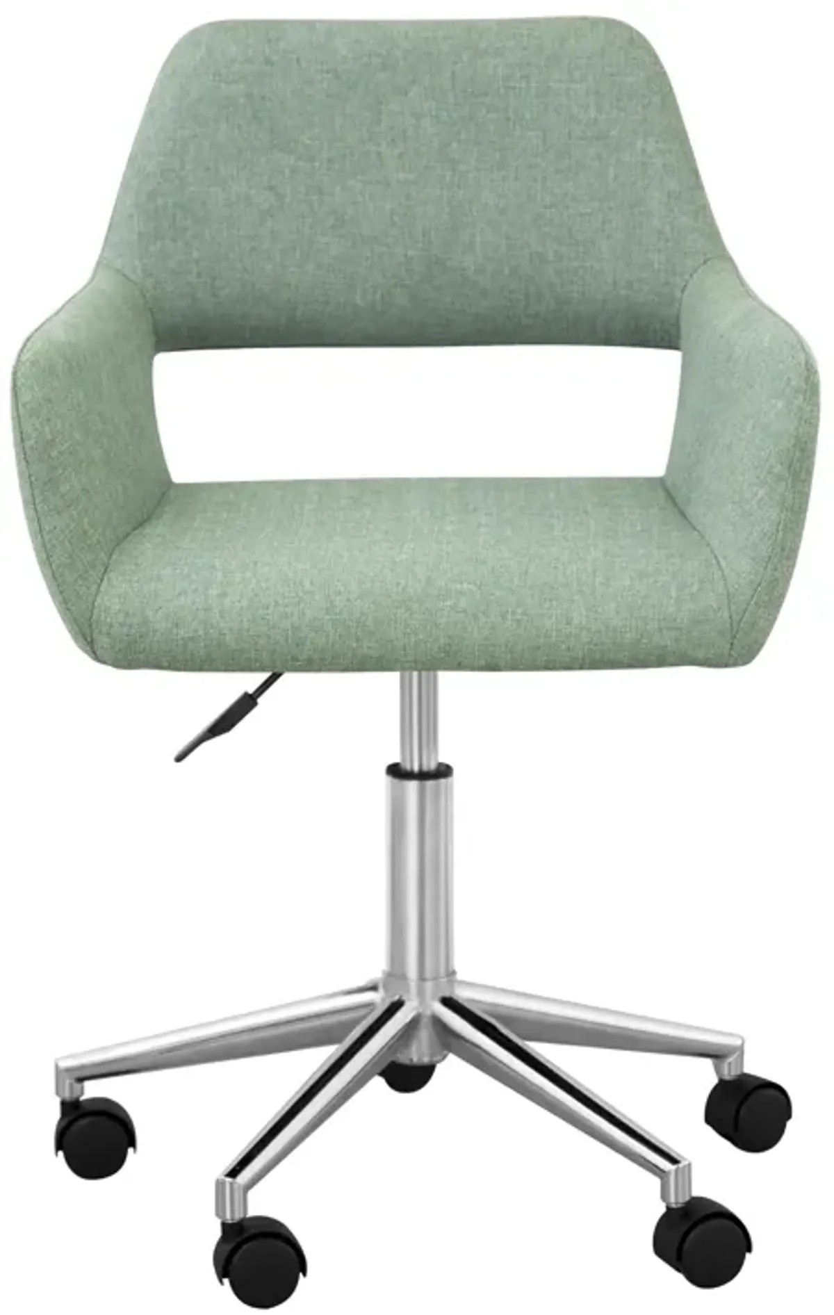 Teamson Home Modern Linen-Style Fabric Office Swivel Chair with Wheels, Mint/Chrome