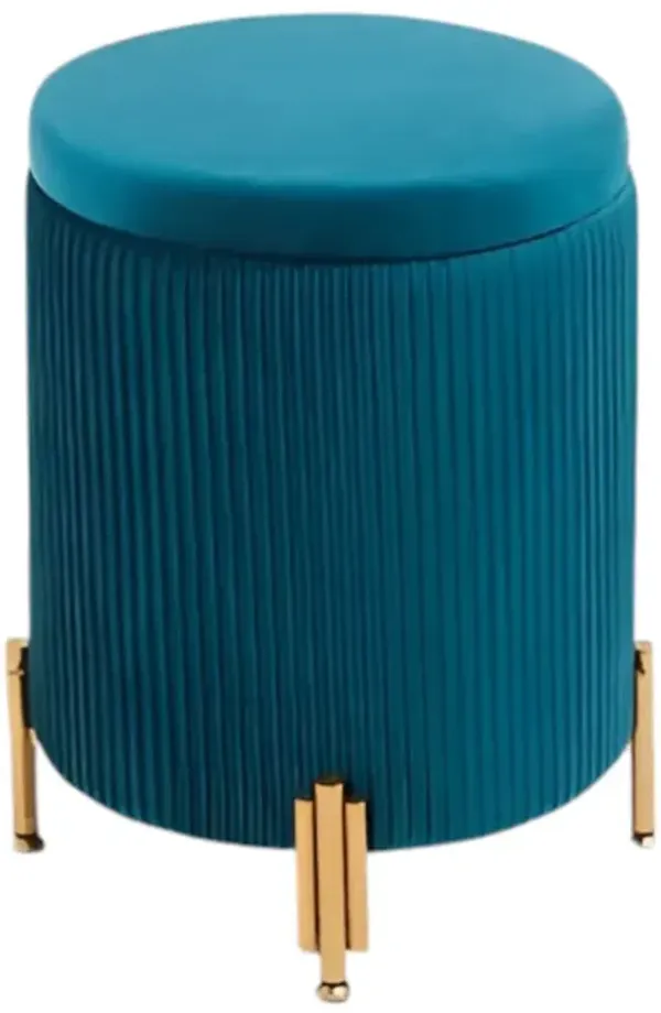 Round Padded Ottoman with Storage Velvet Footrest Stool For Living Room