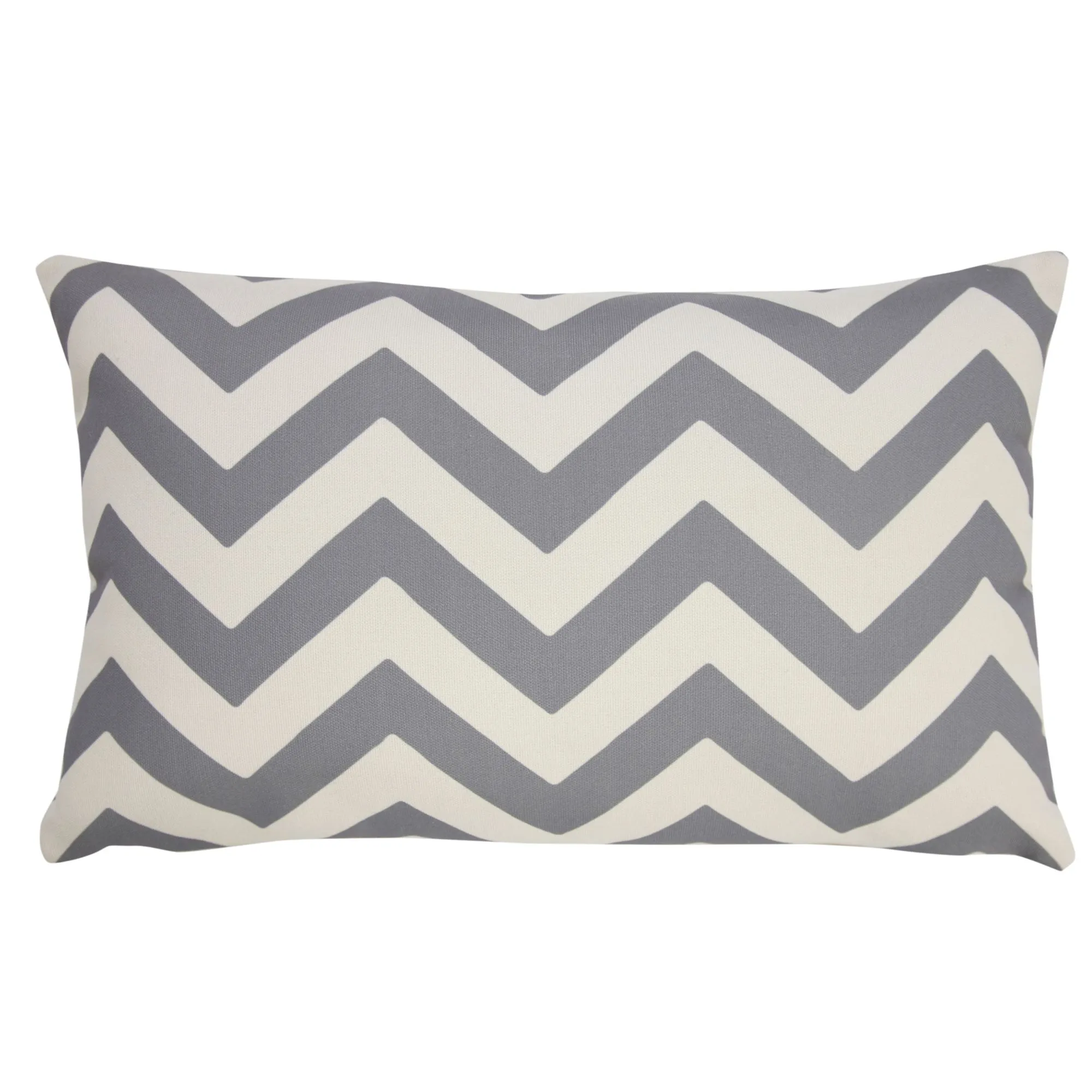 20" Gray and White Chevron Outdoor Lumbar Throw Pillow