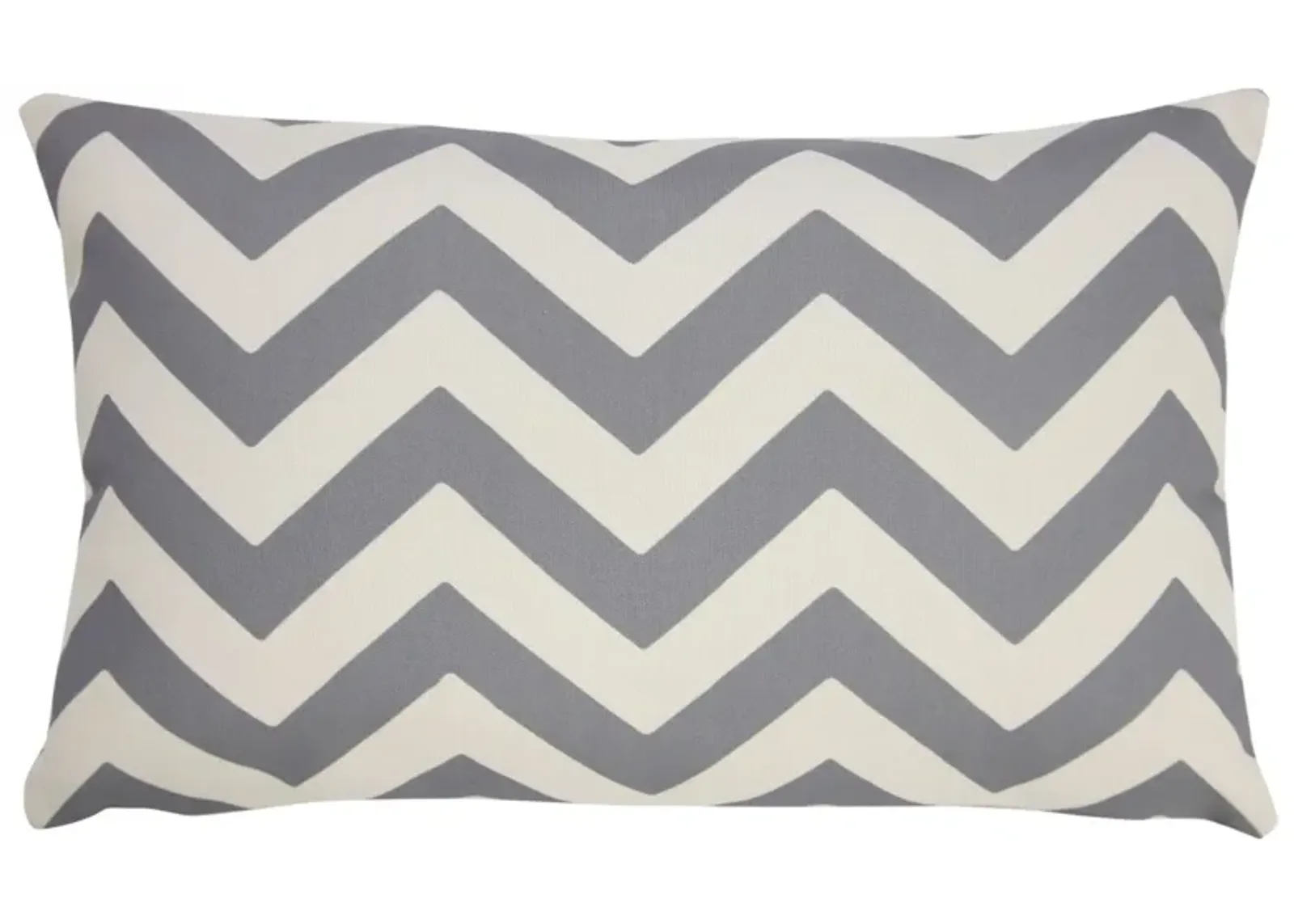 20" Gray and White Chevron Outdoor Lumbar Throw Pillow