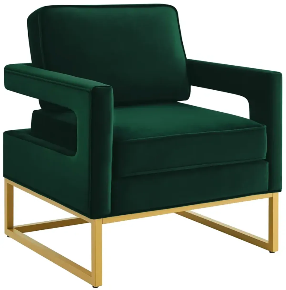 Merax Modern Velvet Accent Chair with Gold Metal Base