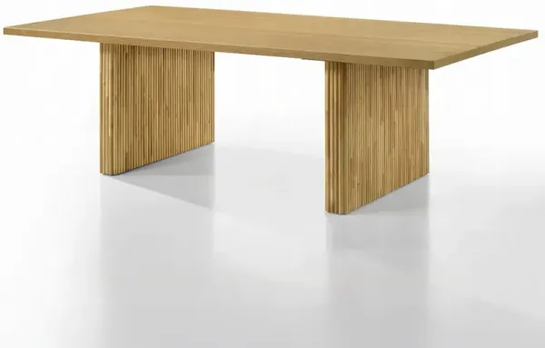 Dico Rectangle Dining Table, Dual Pedestal Base, Natural Brown 94 Inch