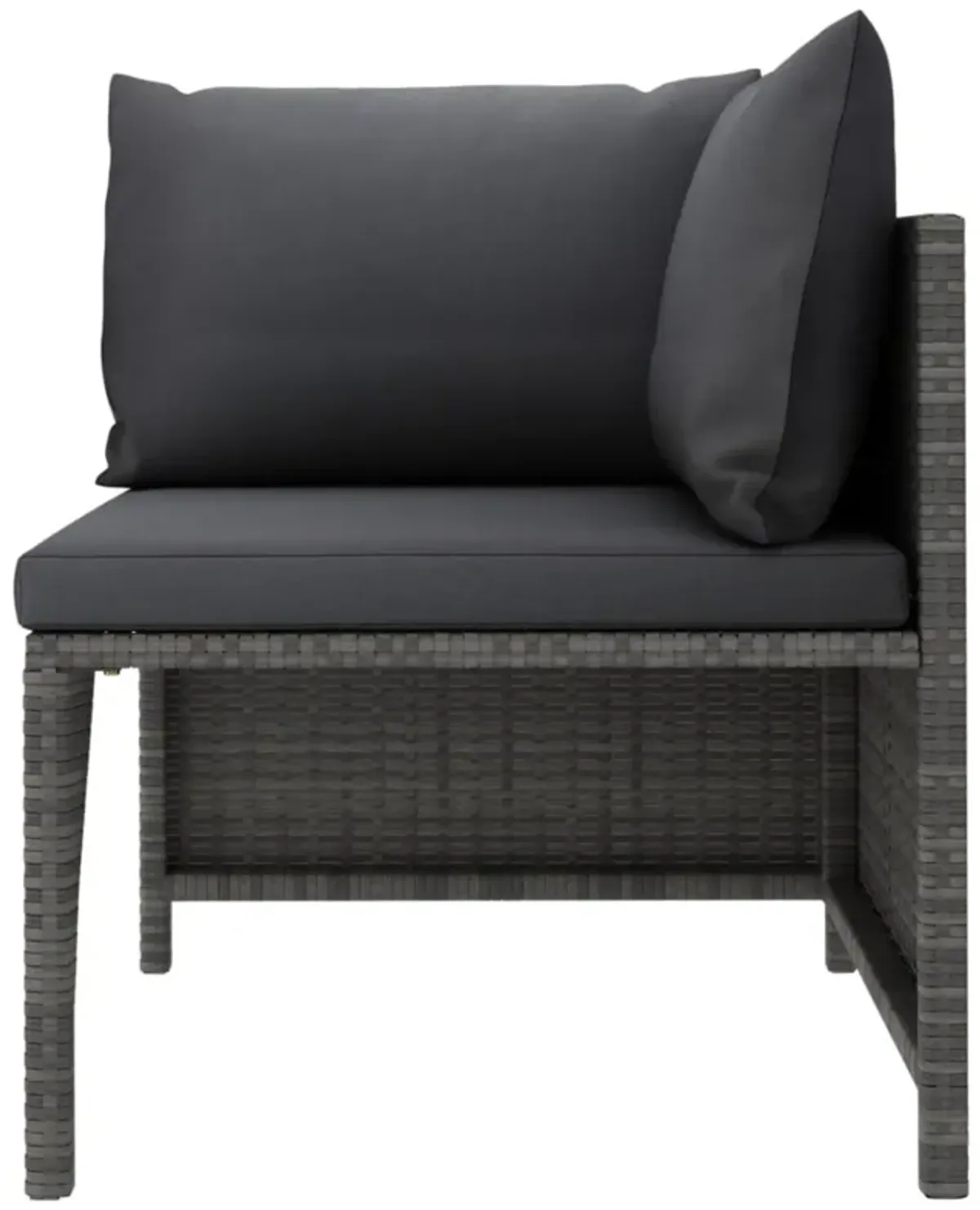 vidaXL 2-Seater Patio Sofa with Cushions Gray Poly Rattan