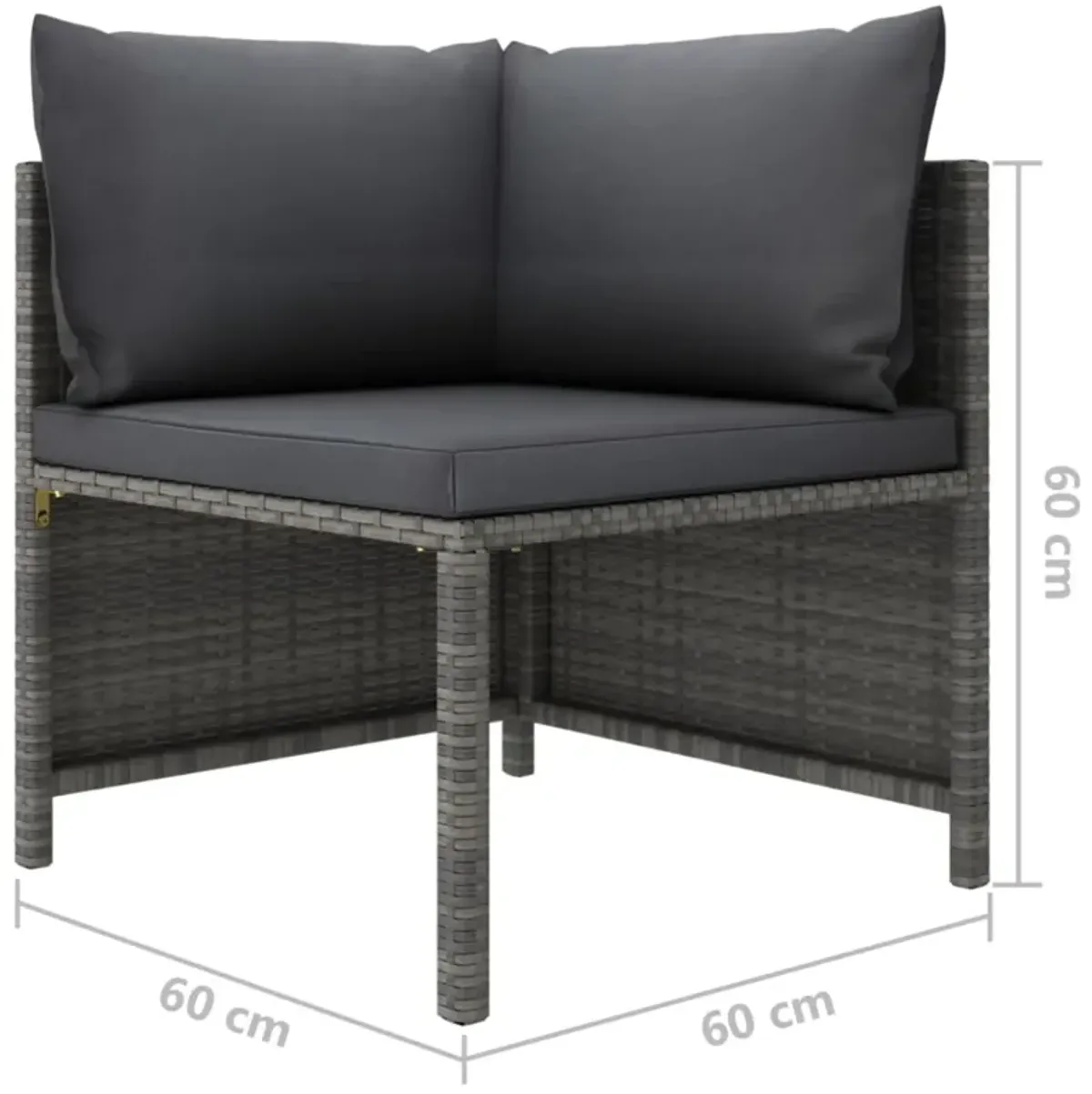 vidaXL 2-Seater Patio Sofa with Cushions Gray Poly Rattan