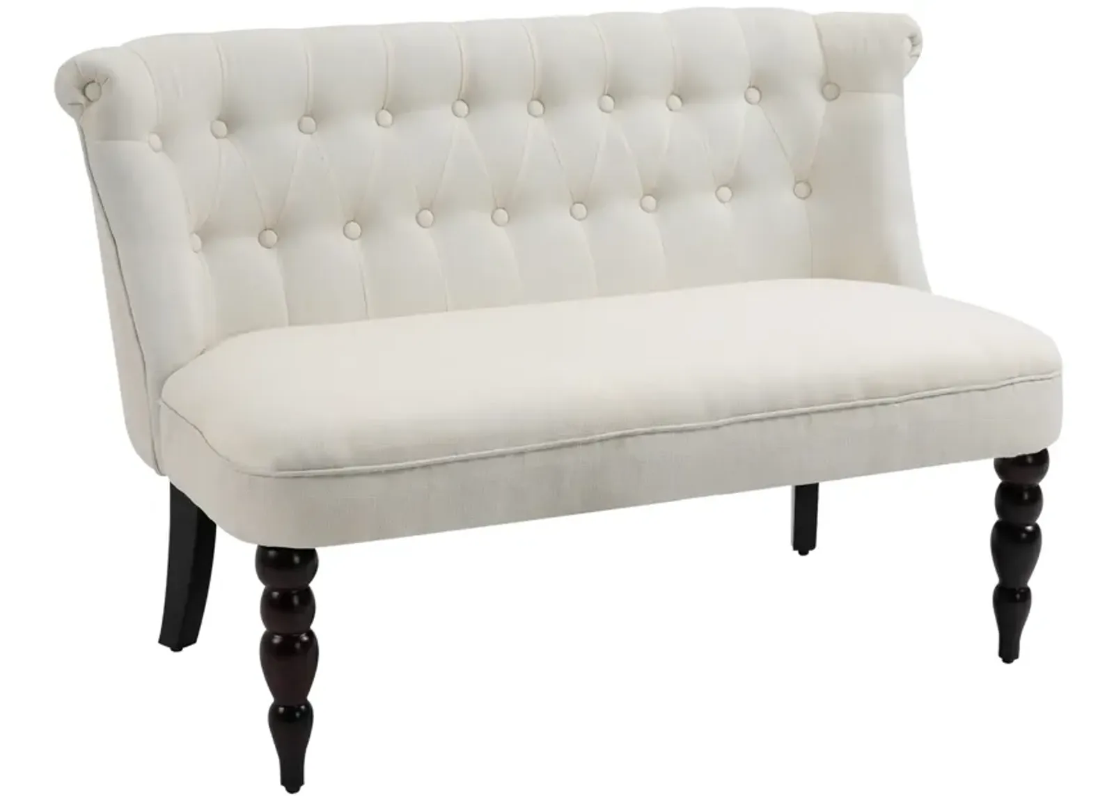 Armless Fabric Loveseat Double Seat Sofa Tufted Upholstery Couch Living Room