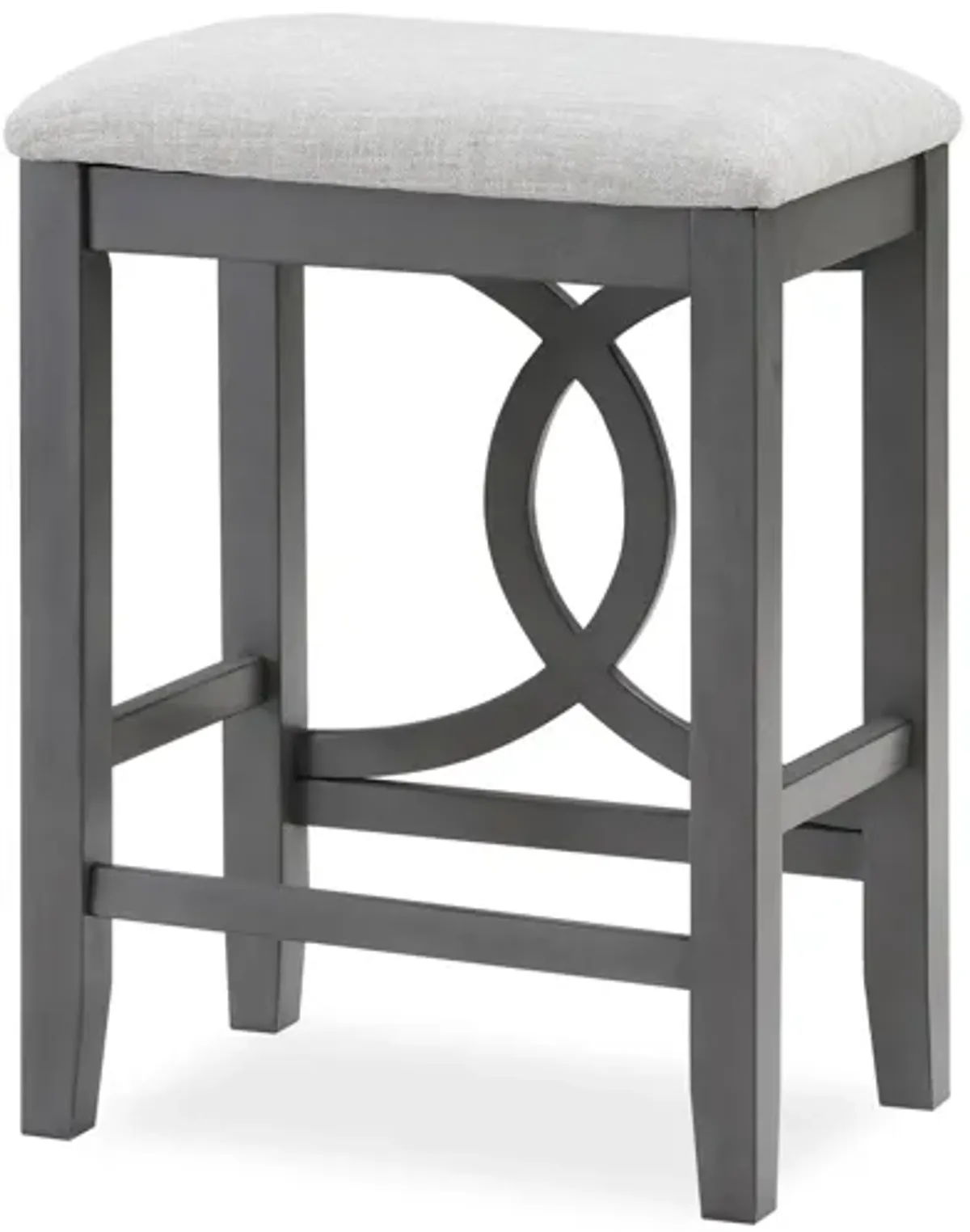 Ruth 25 Inch Counter Height Stool Set of 2, Beige Polyester Padded, Gray - Benzara