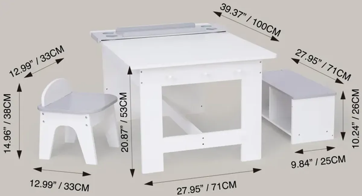 Fantasy Fields - Little Artist Monet Play Art Table Kids Furniture - White/Gray