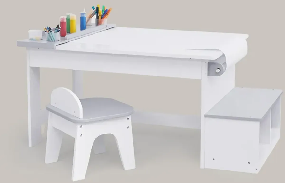 Fantasy Fields - Little Artist Monet Play Art Table Kids Furniture - White/Gray