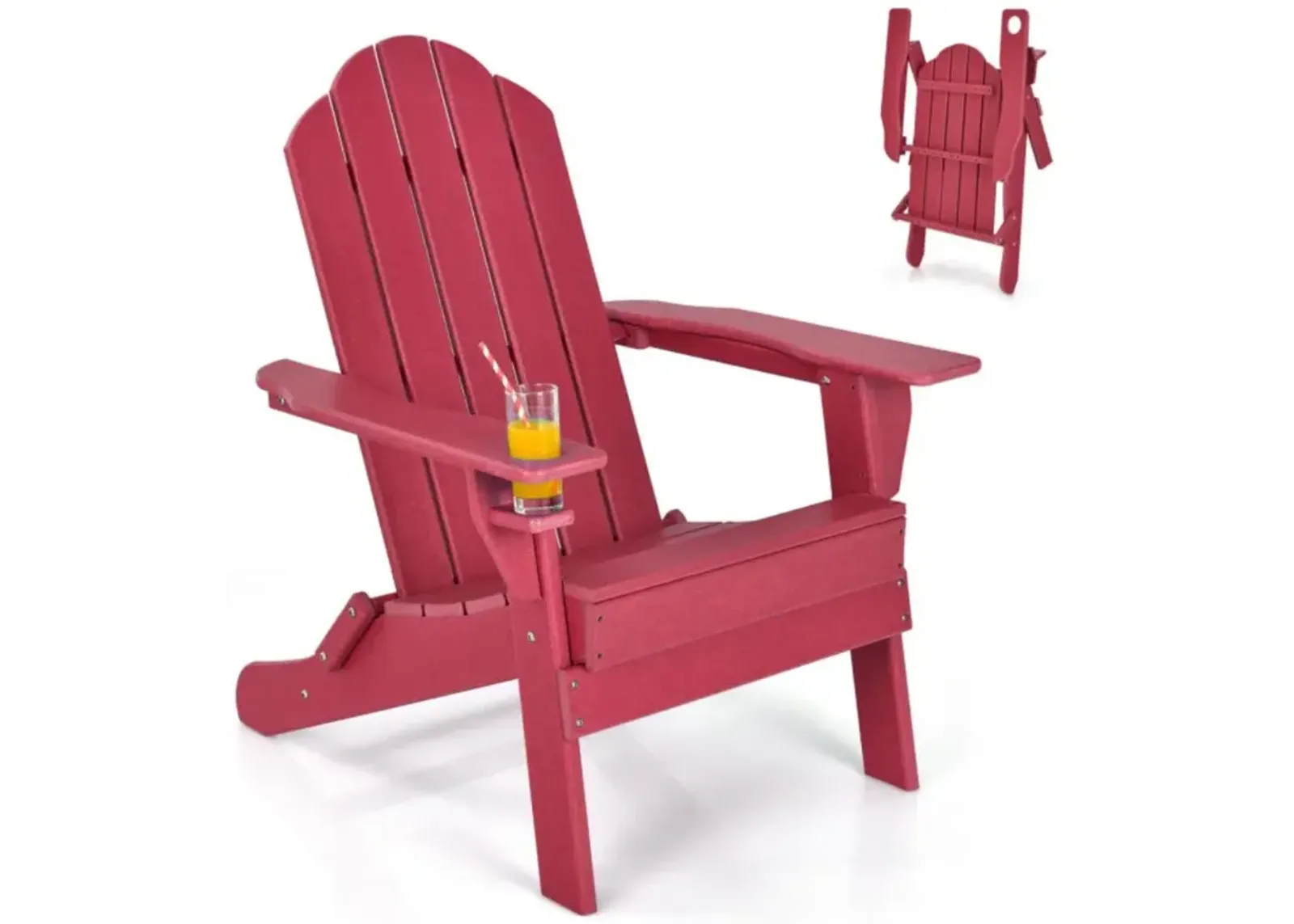 Hivvago Foldable Weather Resistant Patio Chair with Built-in Cup Holder