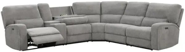 Lilola Home Anthony 114 Wide Light Gray Chenille Fabric Power Reclining Sectional