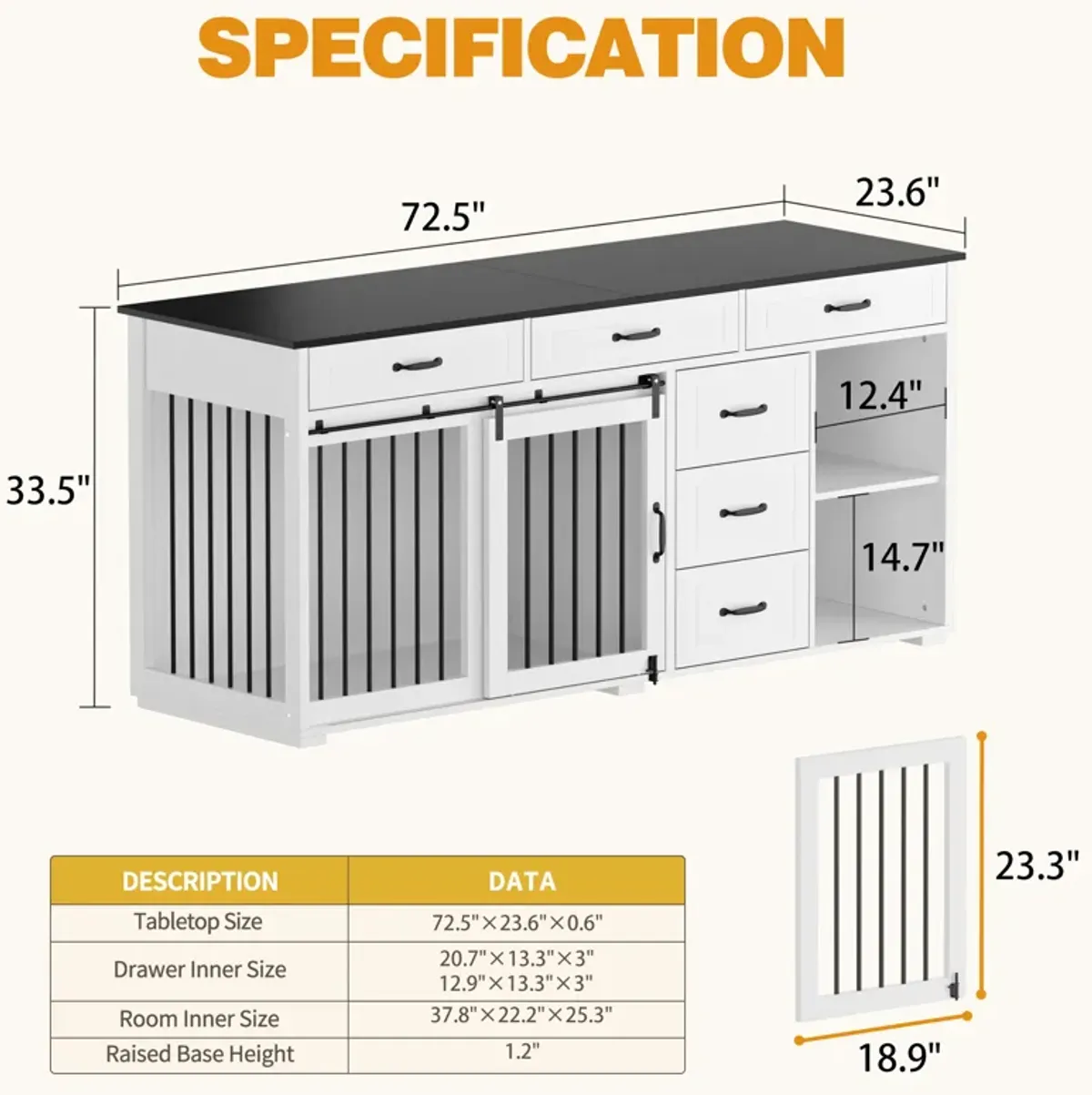 6-Drawer 2 Compartment Dog Crate, Heavy-Duty Indoor Dog Cage House