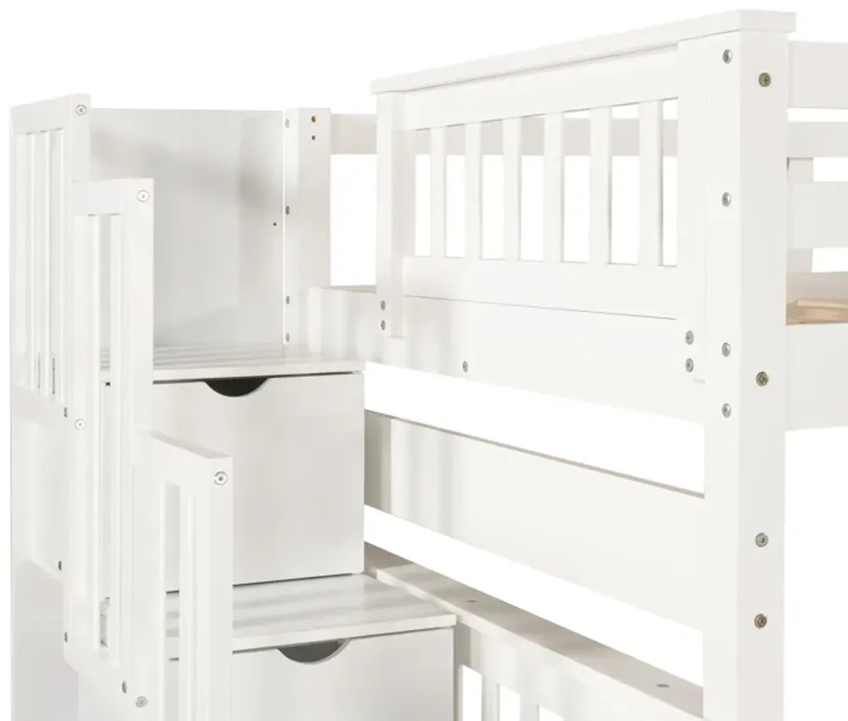 Merax Bunk Bed with Shelves and 6 Storage Drawers