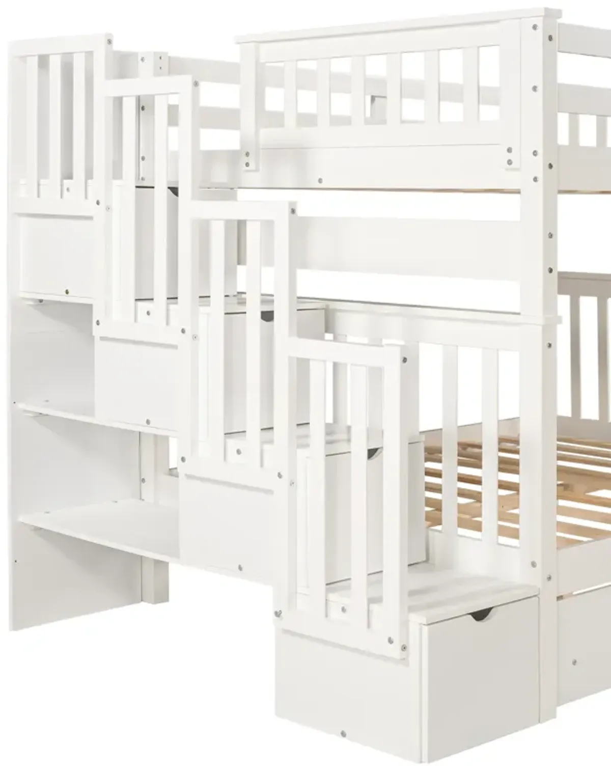 Merax Bunk Bed with Shelves and 6 Storage Drawers