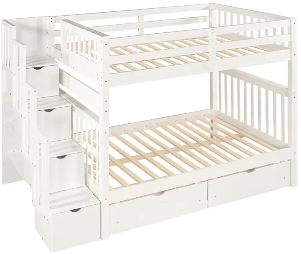 Merax Bunk Bed with Shelves and 6 Storage Drawers