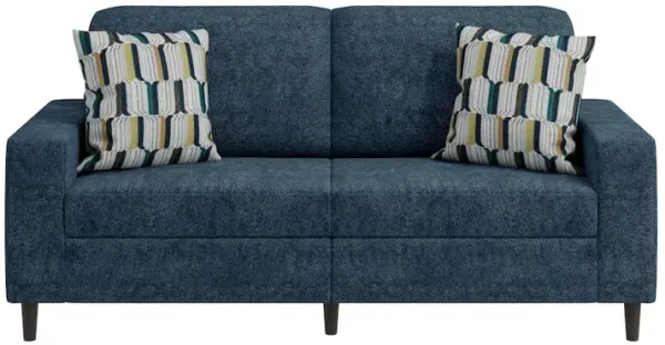 HL Home Furnishings Small Space Sofa in Elegant Textured Blue Boucle Fabric