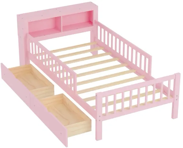 Merax Platform Bed with Headboard Storage Rack