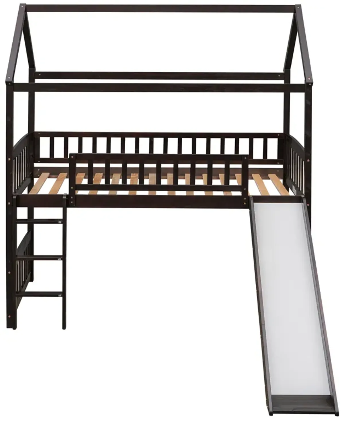 Whisen Modern Design Twin Size Loft Bed House Bed with Slide - White