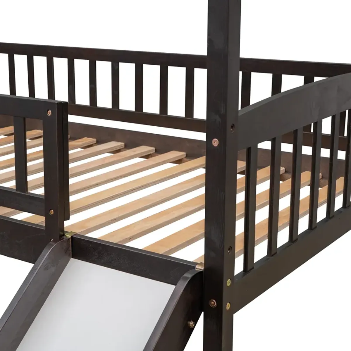 Whisen Modern Design Twin Size Loft Bed House Bed with Slide - White
