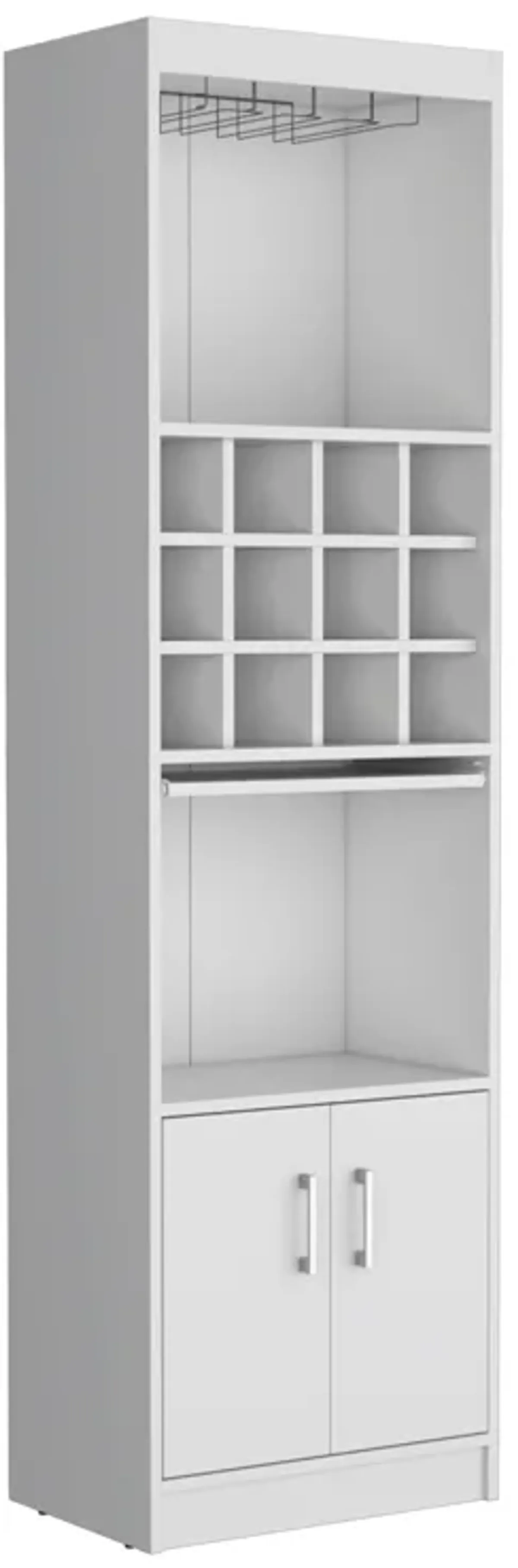 Pisek Bar Cabinet 5-Tier, Wine Cabinet, Liquor Cabinet, 12 Bottle Cubbies, 5 Shelves, White, Living Room