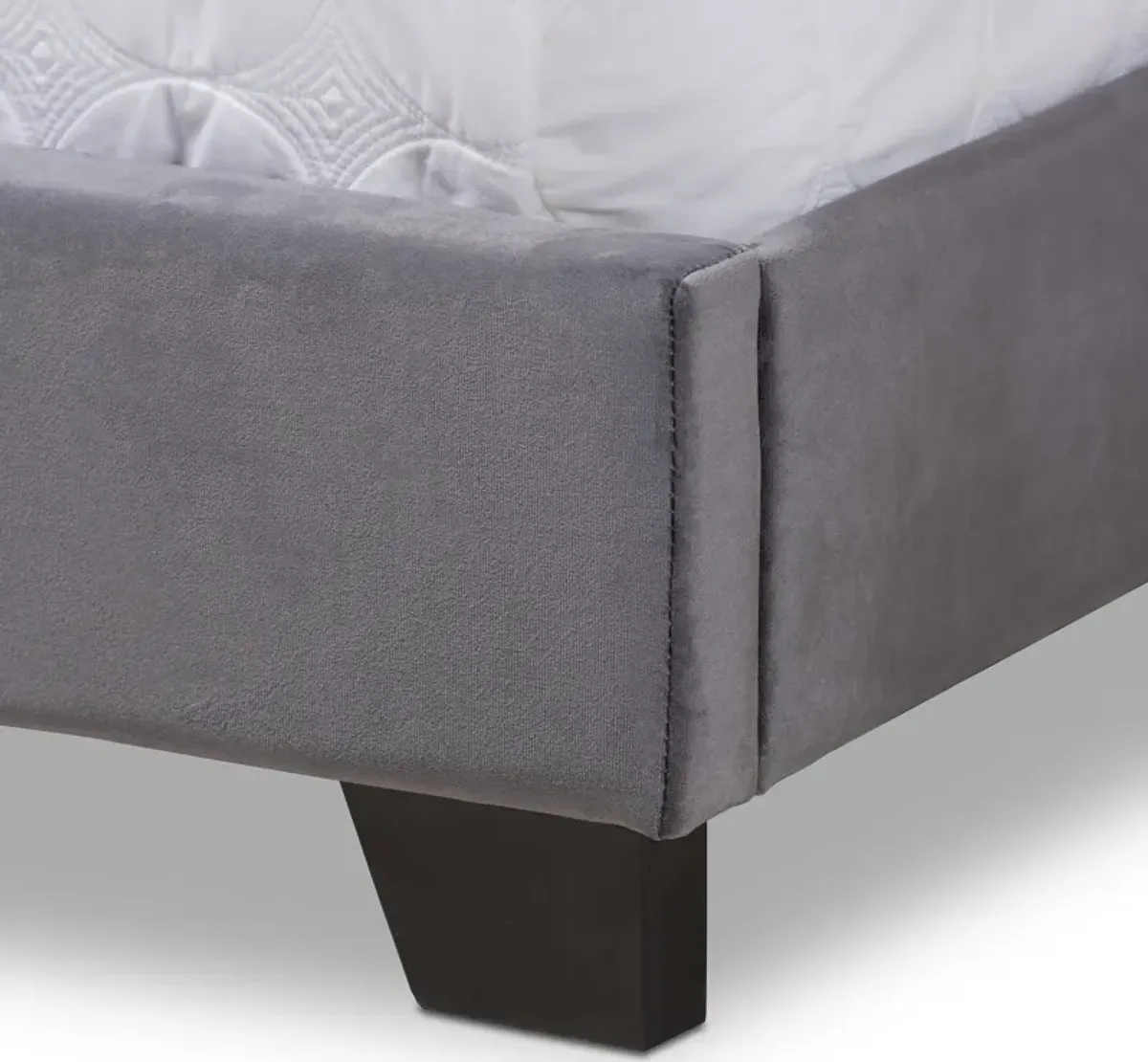 Baxton Studio Darcy Luxe and Glamour Dark Grey Velvet Upholstered King Size Bed