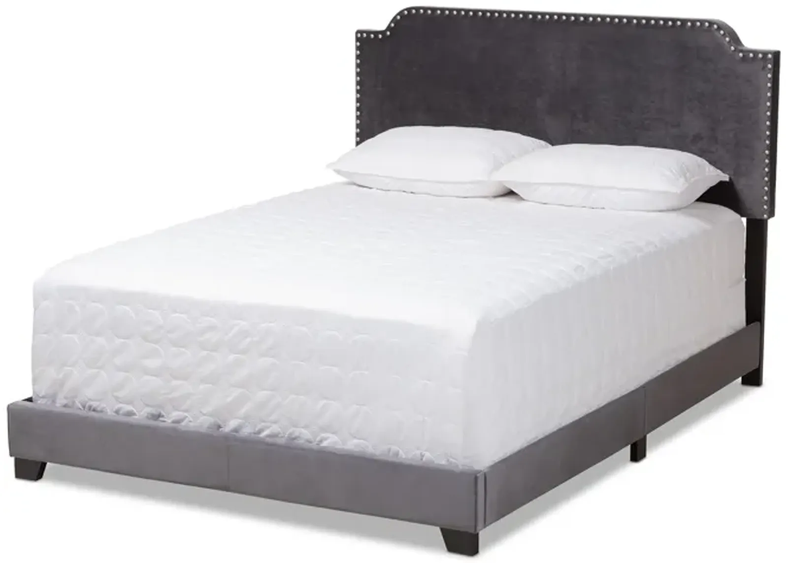 Baxton Studio Darcy Luxe and Glamour Dark Grey Velvet Upholstered King Size Bed