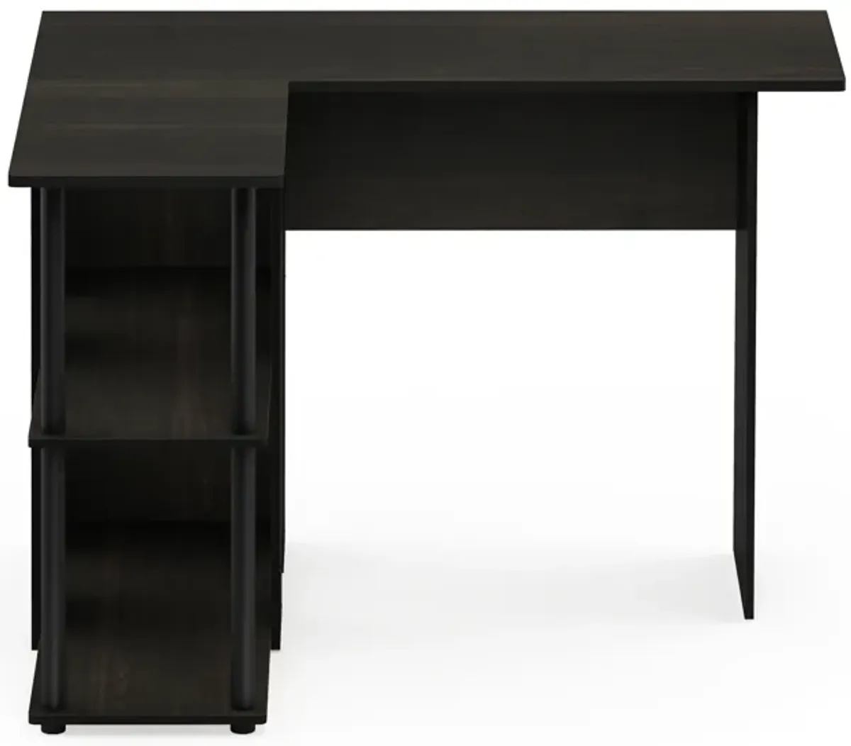 Furinno Furinno Abbott L-Shape Desk with Bookshelf, Espresso/Black, 17092EX/BK