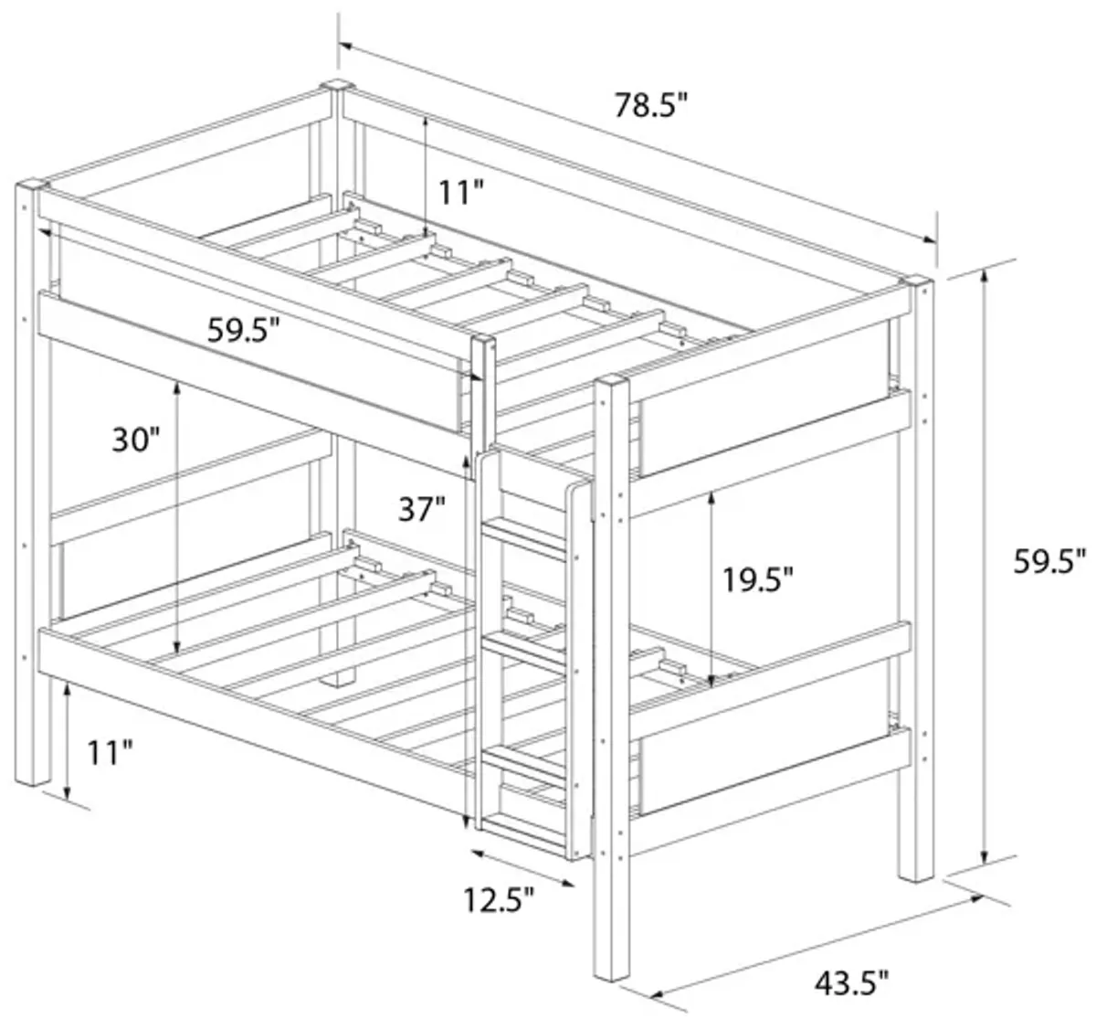 DHP Adrian Kids' Wood Twin over Twin Bunk Bed