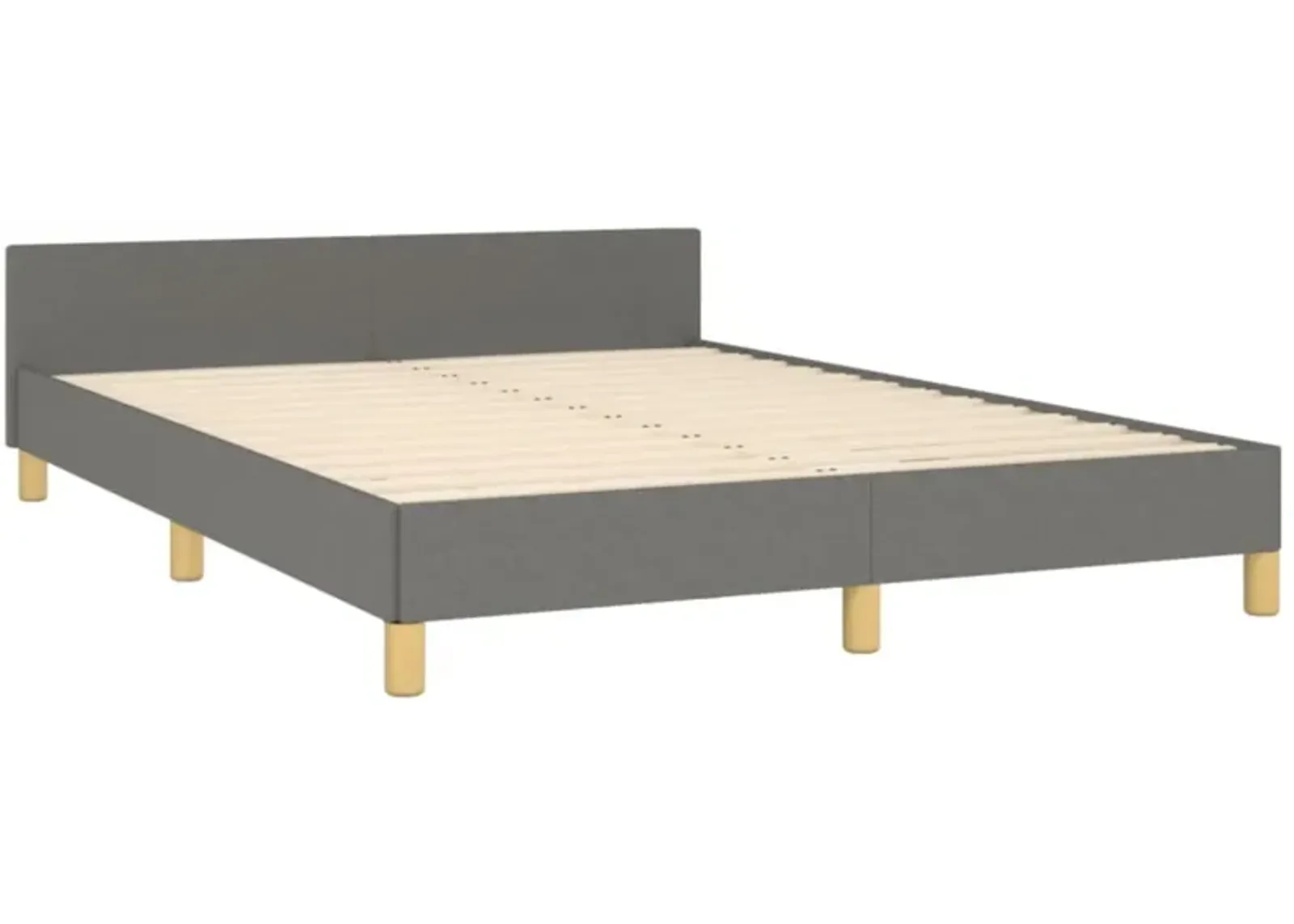 vidaXL Full Fabric Bed Frame with Headboard - Dark Gray Double Bed, 100% Polyester Material & Engineered Wood, Modern Bedroom Furniture, 53.9"x74.8" Sleep Area