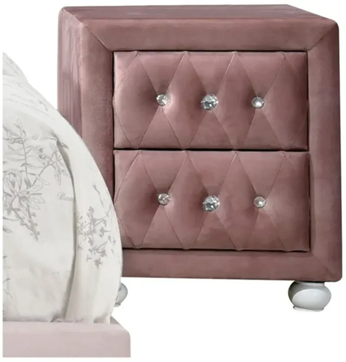 Nightstand, Pink Fabric