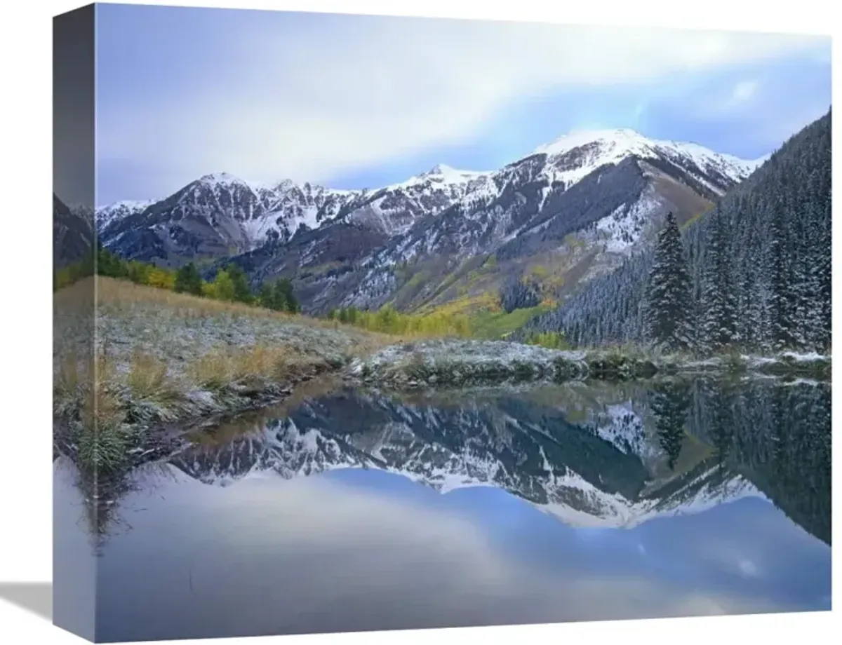 Pond and mountains, Maroon Bells-Snowmass Wilderness Area, Colorado-Canvas Art-16x13.28