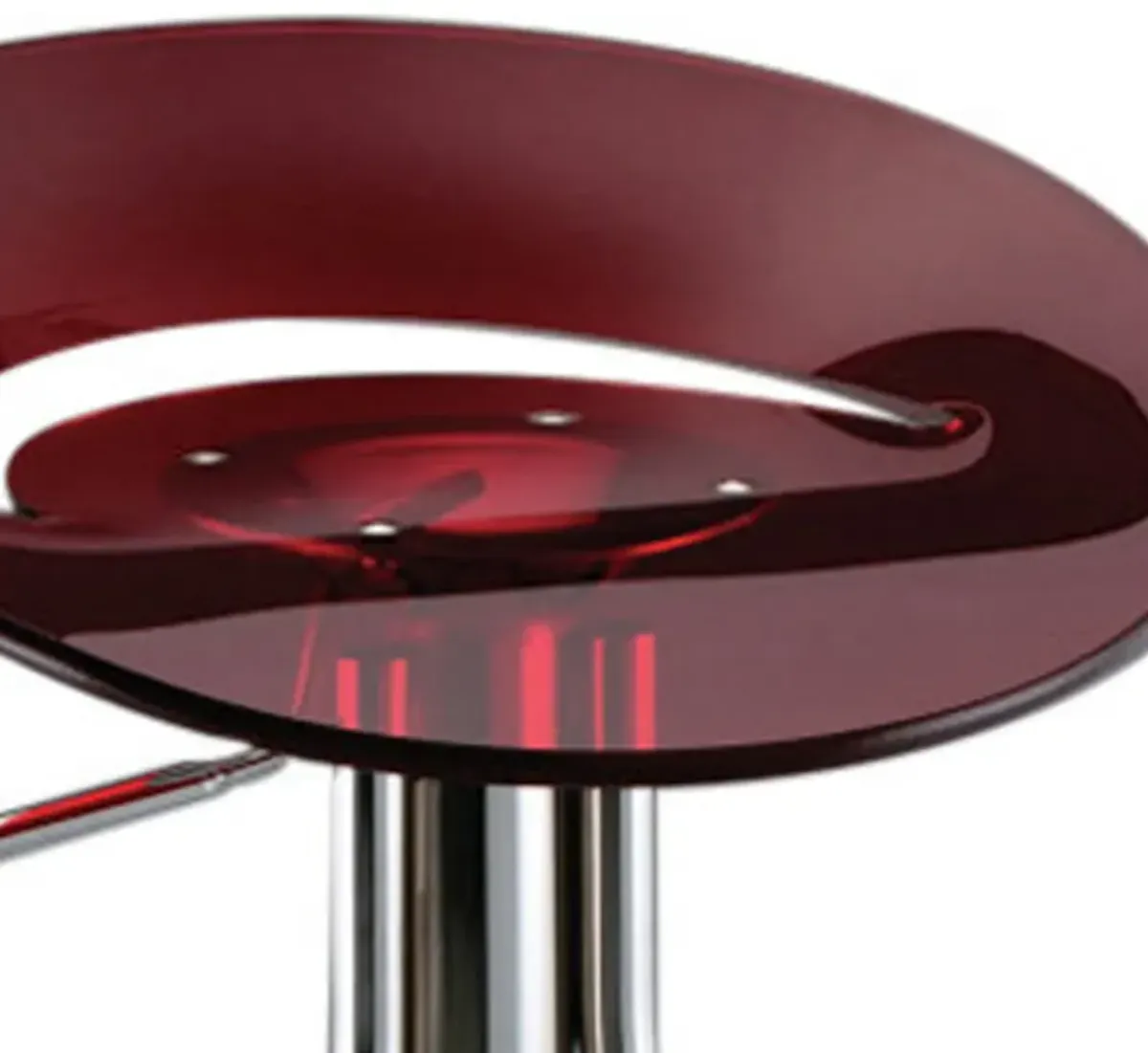 Vera 19-29 Inch Counter Height Stool, Round Swivel, Chrome, Adjustable, Red - Benzara