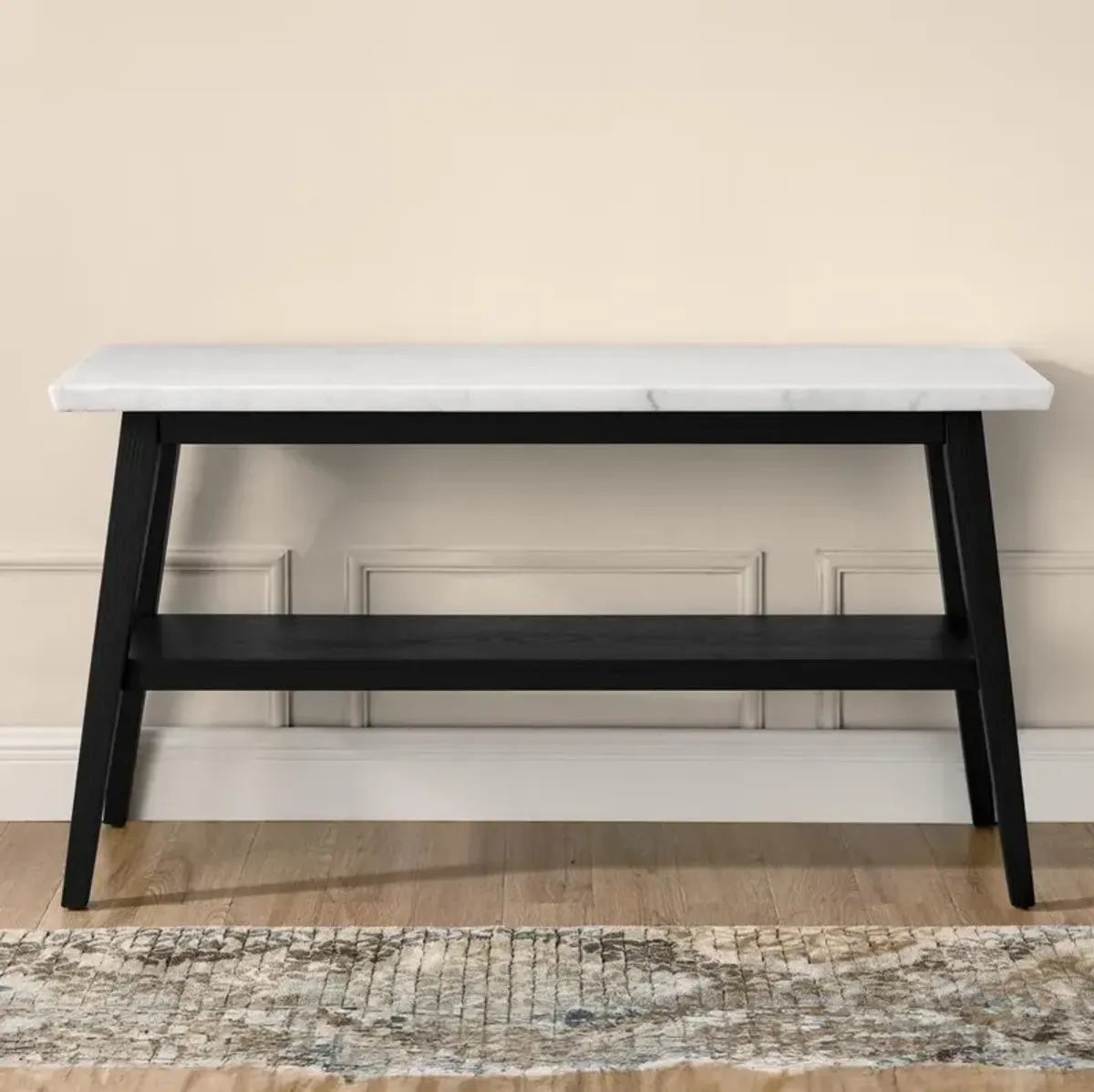 Vida-Black White Marble Top Sofa Table