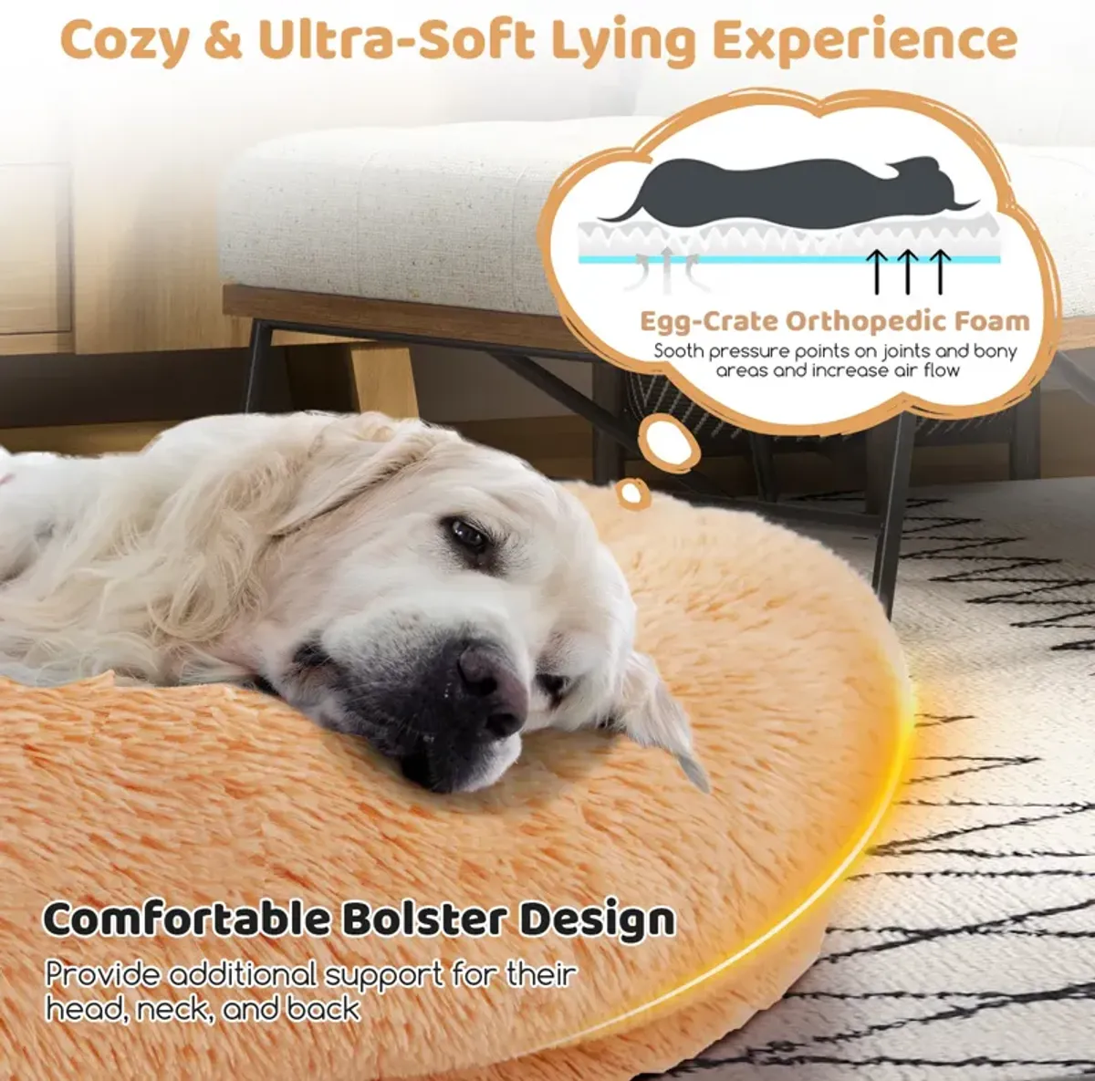 Washable Fluffy Human Dog Bed with Soft Blanket and Plump Pillow – Cozy Pet Bed for Comfort and Rest