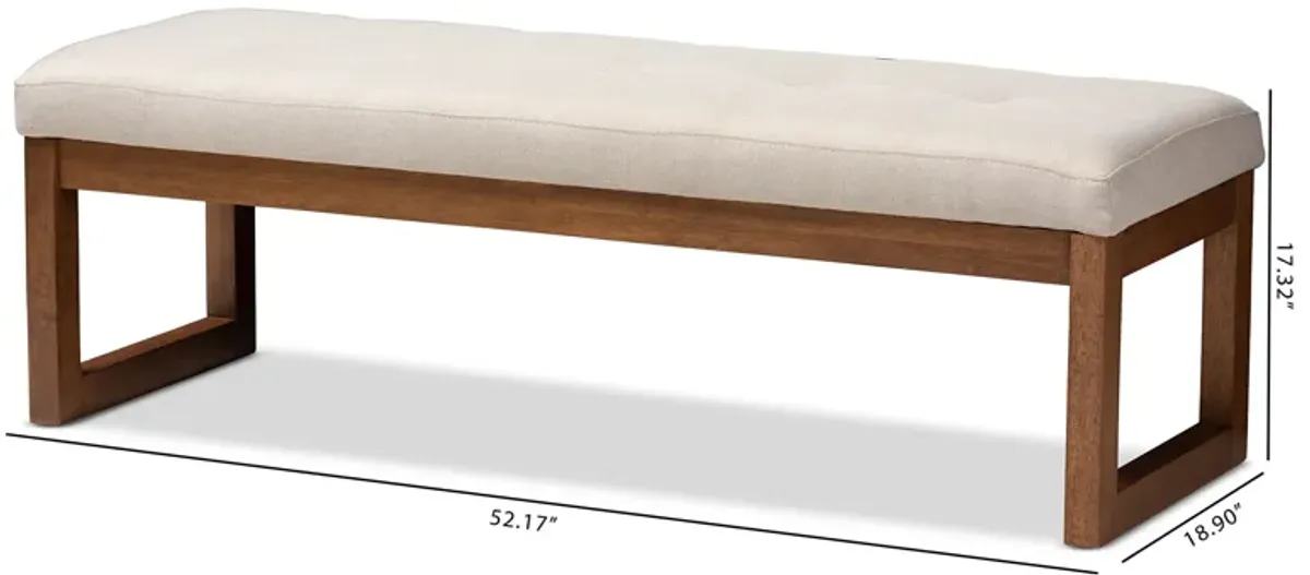 Baxton Studio Caramay Modern Light Beige Fabric Upholstered Walnut Brown Finished Wood Bench