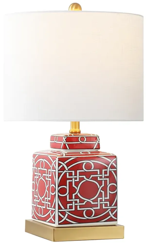 Catherine Modern Transitional Ceramic Metal Square Ginger Jar LED Table Lamp