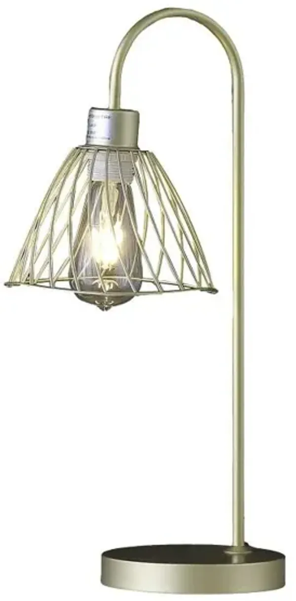 Hivvago 21" Gold Bedside Table Lamp With Gold Cage Shade