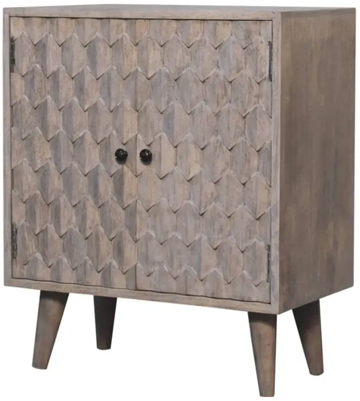 Mini Pineapple Carved Stone Finish Cabinet