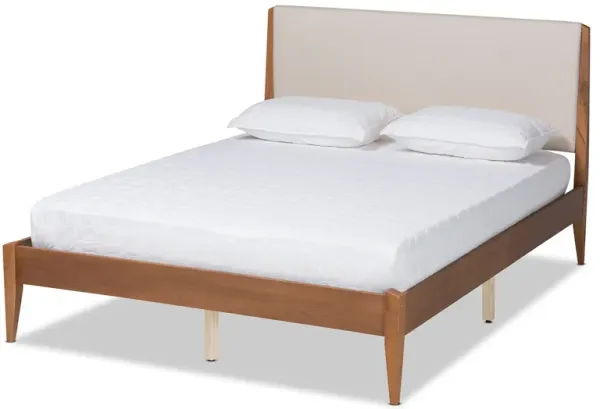 Baxton Studio Lenora Beige Fabric Upholstered Wood Queen Size Platform Bed