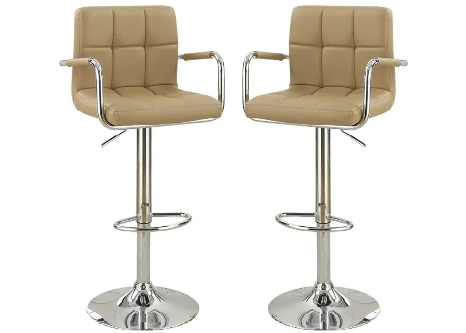 Set of 2 Brown Faux Leather Barstool Chairs