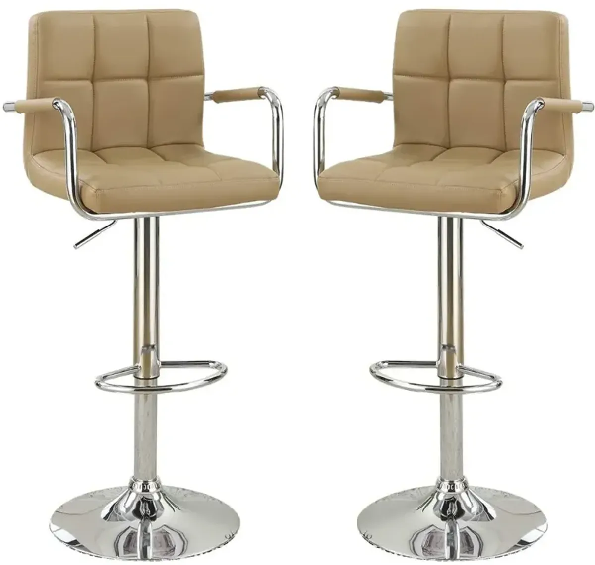 Set of 2 Brown Faux Leather Barstool Chairs