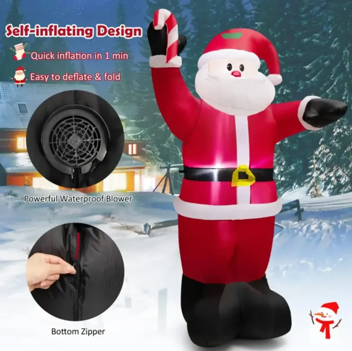 Hivvago 8 Feet Inflatable Santa Claus Decoration