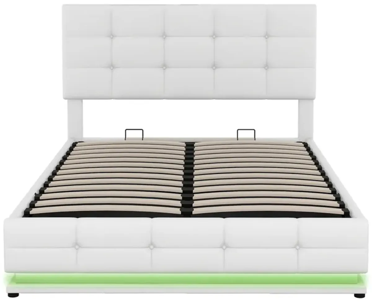 Merax Tufted Upholstered Platform Bed with Hydraulic Storage System