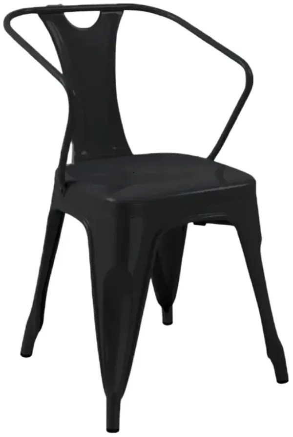Toam Dining Armchair Set of 4, Black Metal, Industrial Tapered Legs